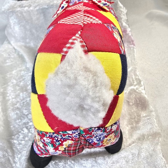 70s/80s VTG  Patchwork Quilted Stuffed Sheep Lamb Folk Art Primitive Decor 12" - Picture 8 of 11